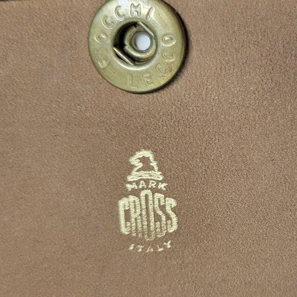 Vintage Mark Cross Checkbook Wallet 7" Brown Kiss Lock Bifold Soft Leather Italy - Picture 14 of 16